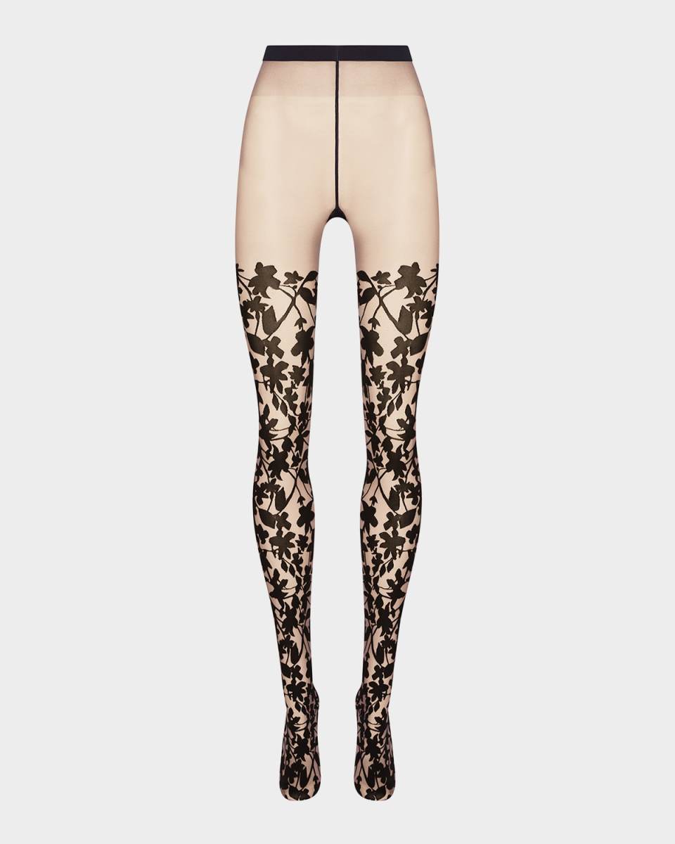 Graphic Flower Matte Tights, 20 Denier